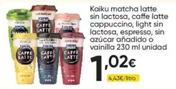 FROIZ Kaiku matcha latte sin lactosa, caffe latte cappuccino, light sin lactosa, espresso, sin azúcar añadido o vainilla oferta