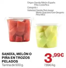 El Corte Inglés sandía, melón o piña en trozos pelados oferta