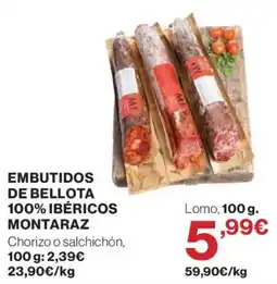 El Corte Inglés Montaraz embutidos de bellota 100% ibéricos oferta