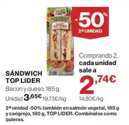 El Corte Inglés Top lider sandwich fresco oferta