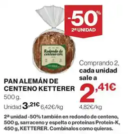 El Corte Inglés Pan alemán de centeno ketterer oferta