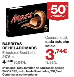 El Corte Inglés Mars barritas de helado oferta