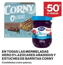 El Corte Inglés En todas las mermeladas hero 0% azucares arándanos y estuches de barritras corny oferta