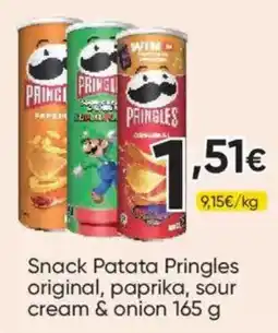 FROIZ Pringles snack patata original paprika sour cream & onion oferta