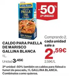 El Corte Inglés Gallina Blanca caldo para paella de marisco oferta