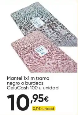 FROIZ Celucash mantel 1x1 m trama negro o burdeos oferta