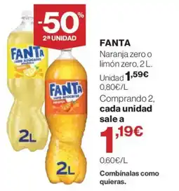 El Corte Inglés Fanta naranja zero o limón zero oferta
