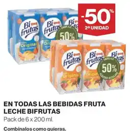 El Corte Inglés Bifrutas En todas las bebidas fruta leche oferta