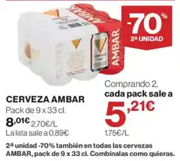 El Corte Inglés Cerveza ambar oferta