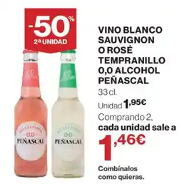 El Corte Inglés Peñascal vino blanco sauvignon o rosé tempranillo 0,0 alcohol oferta