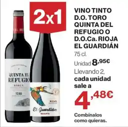 El Corte Inglés Vino tinto d,o toro quinta del refugio o d.o ca rioja el guardian oferta