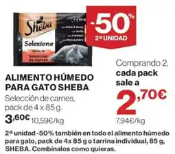 El Corte Inglés Sheba alimento húmedo para gato oferta