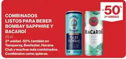 El Corte Inglés Bombay Sapphire y Bacardí Combinados listos para beber oferta