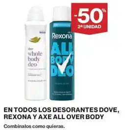 El Corte Inglés En todos los desorantes rexona y axe all over body oferta