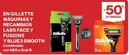 El Corte Inglés En Gillette maquinas y recambios labs face y fusion5 y blue 3 smooth oferta