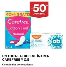 El Corte Inglés En toda la higiene intima carefree y o.b oferta