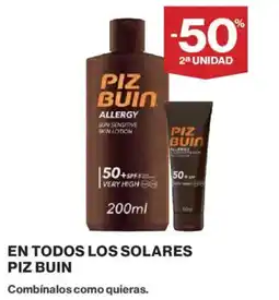 El Corte Inglés Piz Buin en todos los solares oferta