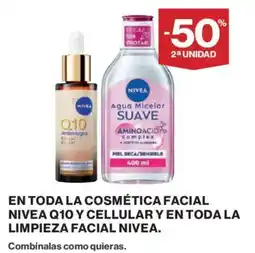 El Corte Inglés Nivea en toda la cosmetica facial nivea q10 y cellular y en toda la limpieza facial oferta