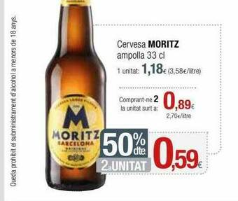Condis 50% Dte. 2a Unitat Cervesa Moritz oferta