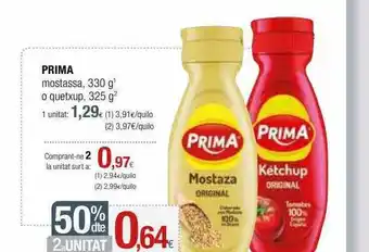 Condis 50% Dte. 2a Unitat Prima Mostassa O Quetxup oferta