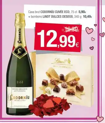 Condis Cava Brut Codorníu Cuvée Eco + Bombons Lindt Dulces Deseos oferta