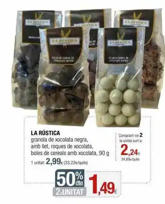 Condis 50% Dte. 2a Unitat La Rústica Granola De Xocolata Negra Amb Llet Roques De Xocolata Boles De Cereals Amb Xocolata oferta