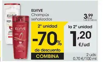 Eroski 2a Unidad -70% De Descuento Elvive Champús Señalizados oferta