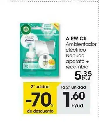 Eroski 2a Unidad -70% De Descuento Airwick Ambientador Eléctrico Nenuco Aparato + Recambio oferta