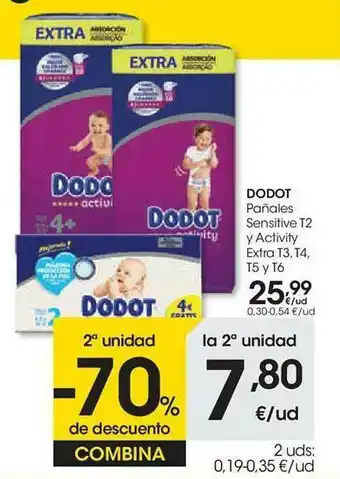 Eroski 2a Unidad -70% De Descuento Dodot Pañales Sensitive T2 Y Activity Extra T3 T4 T5 Y T6 oferta