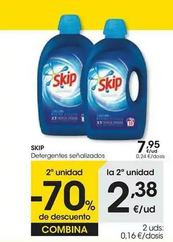 Eroski 2a Unidad -70% De Descuento Skip Detergentes Señalizados oferta