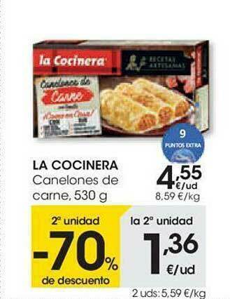 Eroski 2a Unidad -70% De Descuento La Cocinera Canelones De Carne oferta