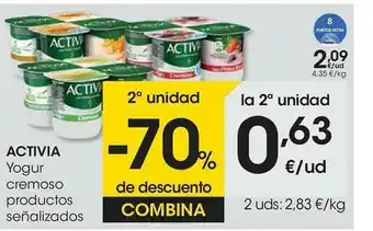 Eroski 2a Unidad -70% De Descuento Activia Yogur Cremoso Productos Senalizados oferta