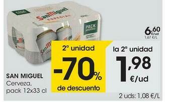 Eroski 2a Unidad -70% De Descuento San Miguel Cerveza oferta