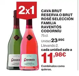 Supercor CODORNÍU Cava brut reserva o brut rosé selección familia raventós oferta