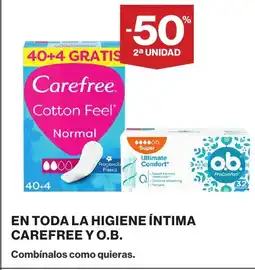 Supercor En toda la higiene íntima carefree y o.b. oferta