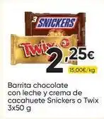 FROIZ Snickers - barrita chocolate con leche y crema de cacahuete o twix oferta