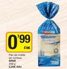 Economy Cash Spar - pan de molde sin corteza oferta