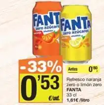 Economy Cash Fanta - refresco naranja zero o limón zero oferta
