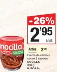 SPAR Fragadis Nocilla - crema de cacao o cacao 2 sabores oferta