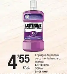 SPAR Fragadis Listerine - enjuague total care, zero, menta fresca o mentol oferta