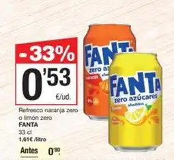 SPAR Fragadis Fanta - refresco naranja zero o limon zero oferta
