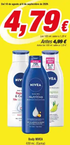 Aquabel Perfumerías Nivea - body oferta