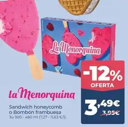 La Sirena La menorquina - sandwich honeycomb o bombon frambuesa oferta