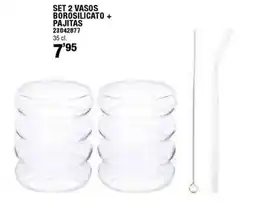Optimus Set 2 vasos borosilicato + pajitas oferta