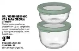 Optimus Bol vidrio redondo con tapa cirula oferta