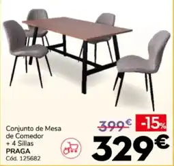 Conforama Praga conjunto de mesa de comedor + 4 sillas oferta