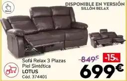 Conforama Lotus sofá relax 3 plazas oferta