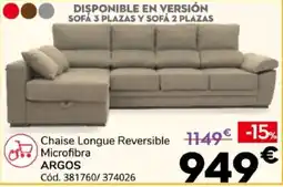 Conforama Argos chaise longue reversible microfibra oferta