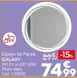 Conforama Galaxy espejo de pared 2412v a led 24w 70cm diám. oferta