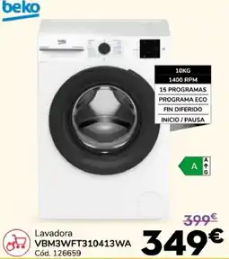 Conforama Beko lavadora VBM3WFT310413WA oferta